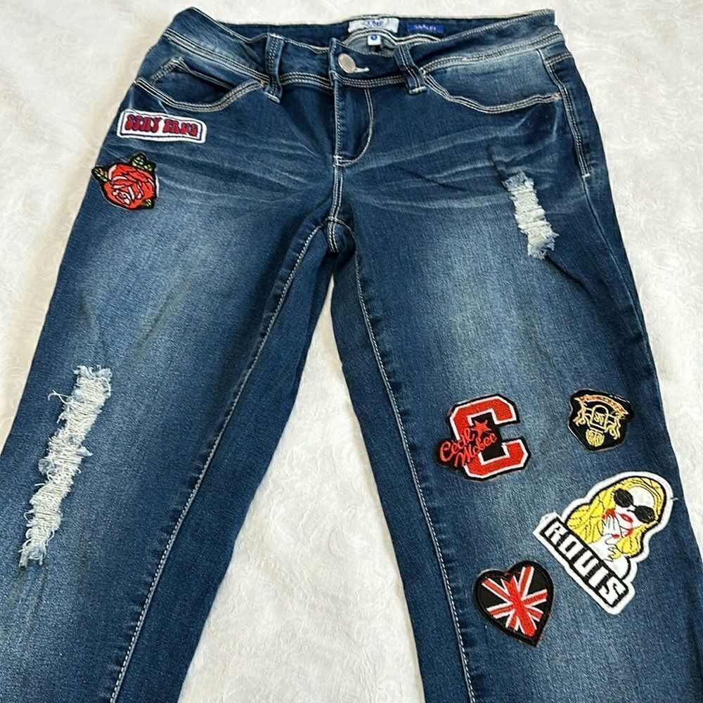 YMI Ankle Jeans Skinny Stretch Size 7 Midrise P730780 Patches